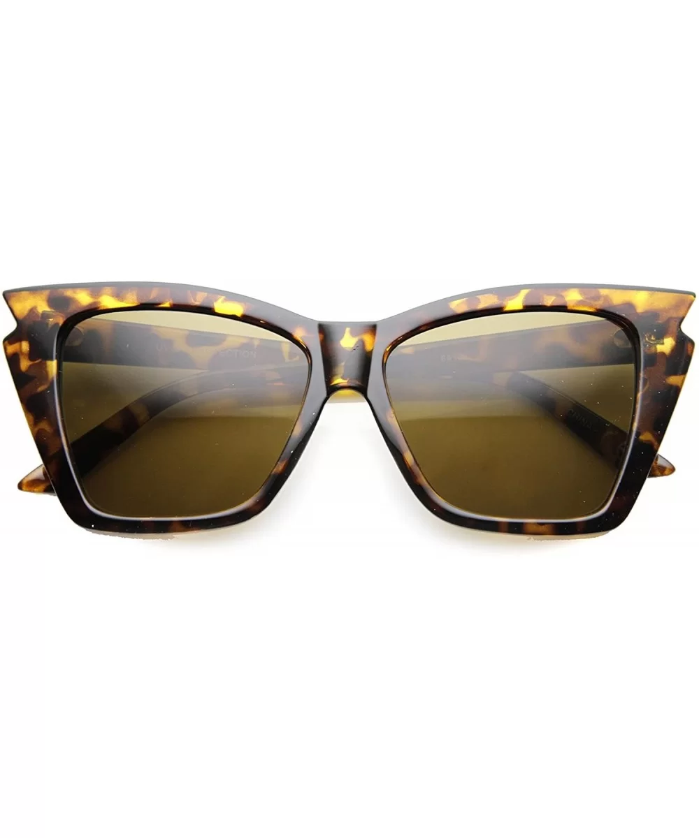 Womens Cat Eye Sunglasses With UV400 Protected Composite Lens - Yellow / Brown - CD122XJFOR1 $8.45 Cat Eye