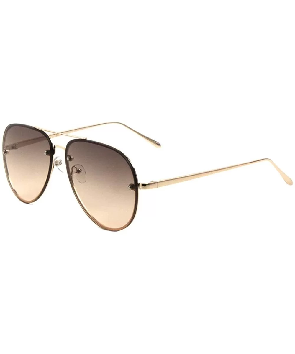 Rimless Oceanic Color Lens Classic Frame Aviator Sunglasses - Brown - C3190IY675M $10.68 Aviator