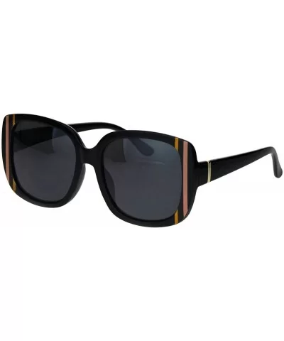 Womens Mod Thick Rectangular Plastic Designer Fashion Sunglasses - All Black - CN18IDX36OL $7.37 Rectangular