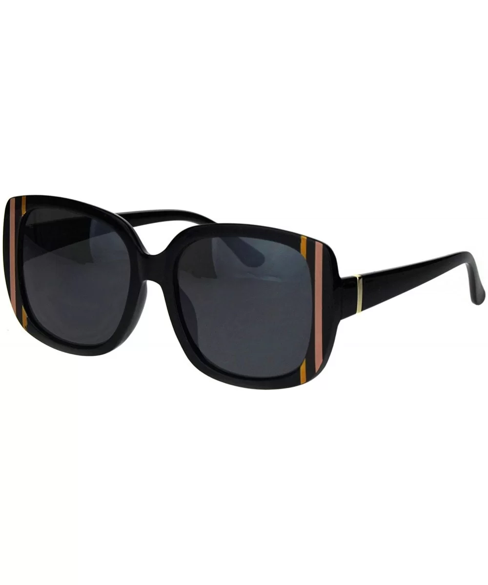 Womens Mod Thick Rectangular Plastic Designer Fashion Sunglasses - All Black - CN18IDX36OL $7.37 Rectangular