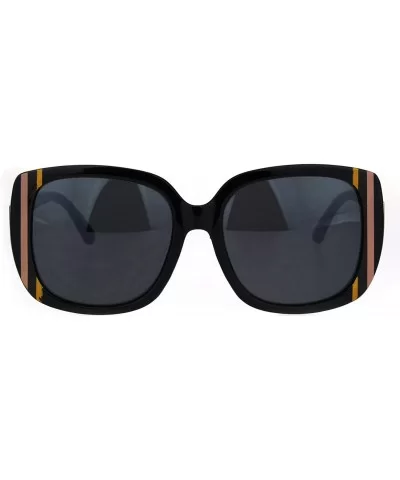 Womens Mod Thick Rectangular Plastic Designer Fashion Sunglasses - All Black - CN18IDX36OL $7.37 Rectangular