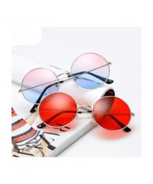 2019 New Women Men Round Sunglasses Steampunk Shades MultiColor Gpinkblue - Sred - CE18XGEEG57 $6.94 Aviator