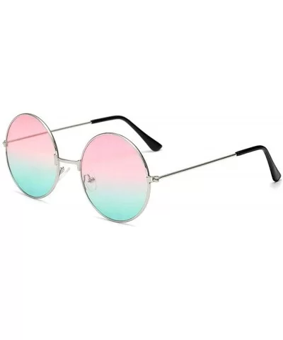 2019 New Women Men Round Sunglasses Steampunk Shades MultiColor Gpinkblue - Sred - CE18XGEEG57 $6.94 Aviator