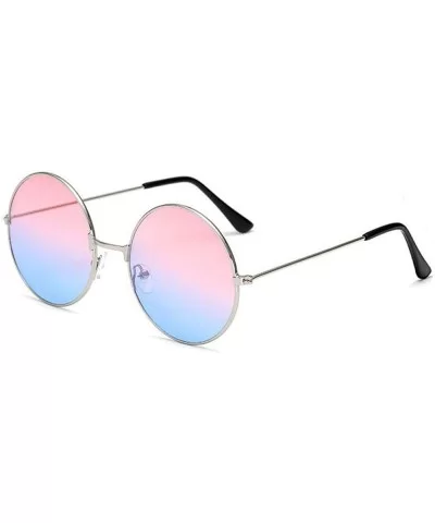 2019 New Women Men Round Sunglasses Steampunk Shades MultiColor Gpinkblue - Sred - CE18XGEEG57 $6.94 Aviator