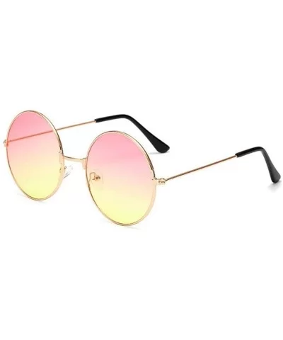 2019 New Women Men Round Sunglasses Steampunk Shades MultiColor Gpinkblue - Sred - CE18XGEEG57 $6.94 Aviator