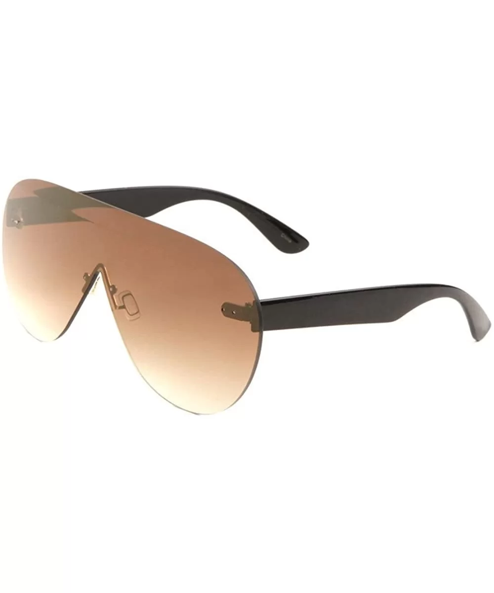 Disco Rimless Oversized Mono One Piece Shield Sunglasses - Black Arms - C4180OR07HZ $6.44 Rimless