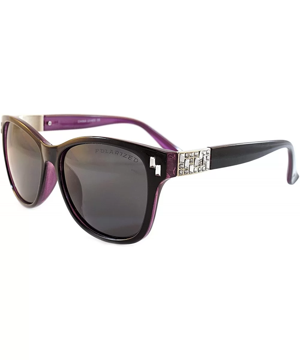 Women's Retro Polarized Cat-Eye Sunglasses - Designer Classic Style P005 - Black Purple/ Black Smoke - C41850IK7Q4 $8.46 Wayf...