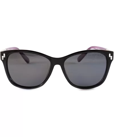 Women's Retro Polarized Cat-Eye Sunglasses - Designer Classic Style P005 - Black Purple/ Black Smoke - C41850IK7Q4 $8.46 Wayf...