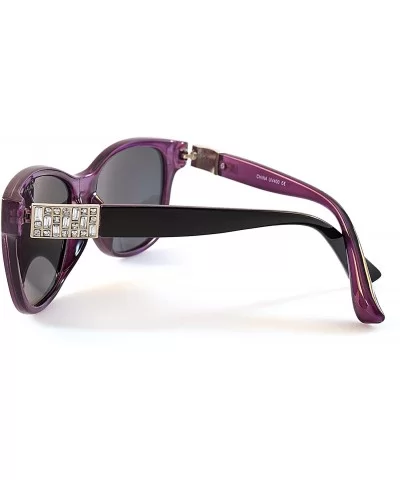 Women's Retro Polarized Cat-Eye Sunglasses - Designer Classic Style P005 - Black Purple/ Black Smoke - C41850IK7Q4 $8.46 Wayf...