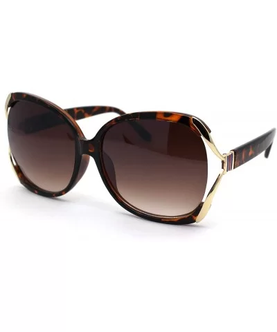 Womens Metal Ribbon Hinge Large Butterfly Designer Sunglasses - Tortoise Gold Brown - CV196WUO2U6 $7.06 Butterfly