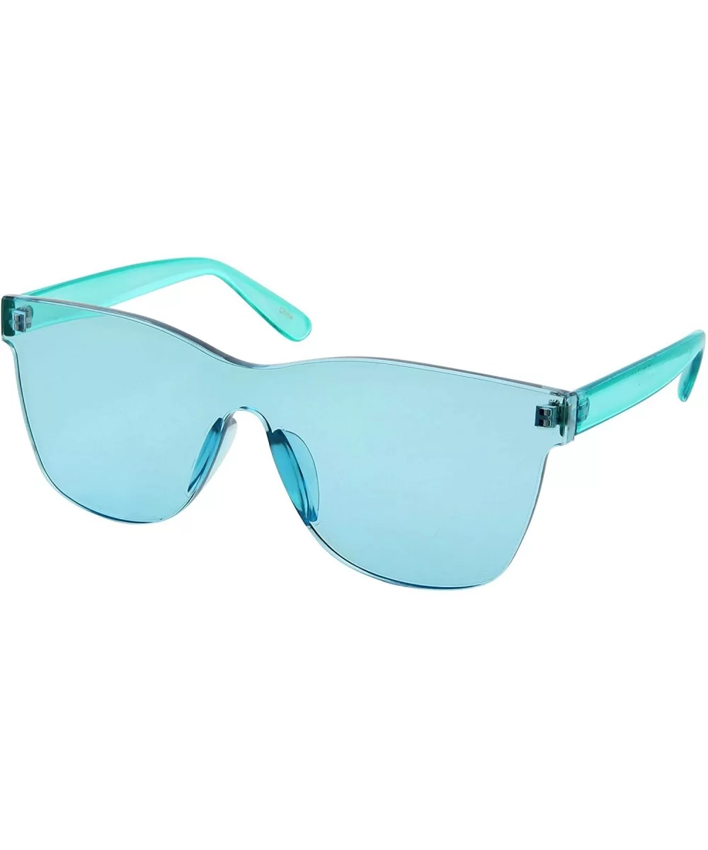 Tinted Colorful Lens Rimless Sunglasses - Transparent Square Horn Rimmed - Green - CU18GGIRRT9 $7.27 Rimless