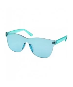 Tinted Colorful Lens Rimless Sunglasses - Transparent Square Horn Rimmed - Green - CU18GGIRRT9 $7.27 Rimless