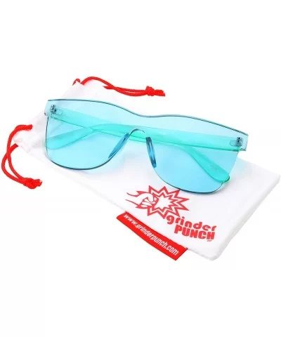 Tinted Colorful Lens Rimless Sunglasses - Transparent Square Horn Rimmed - Green - CU18GGIRRT9 $7.27 Rimless