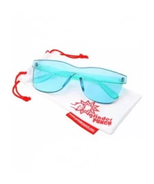 Tinted Colorful Lens Rimless Sunglasses - Transparent Square Horn Rimmed - Green - CU18GGIRRT9 $7.27 Rimless