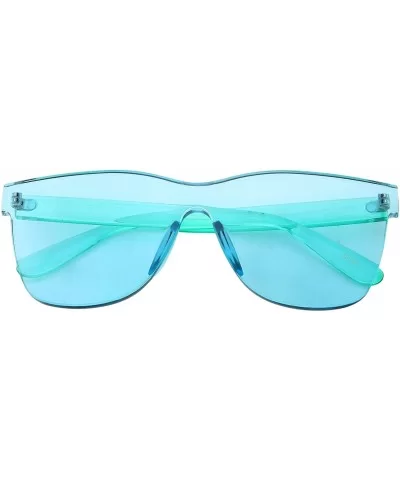 Tinted Colorful Lens Rimless Sunglasses - Transparent Square Horn Rimmed - Green - CU18GGIRRT9 $7.27 Rimless