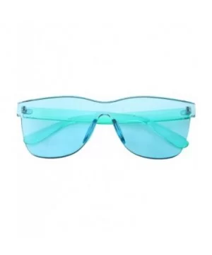 Tinted Colorful Lens Rimless Sunglasses - Transparent Square Horn Rimmed - Green - CU18GGIRRT9 $7.27 Rimless