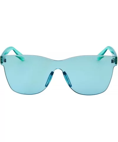 Tinted Colorful Lens Rimless Sunglasses - Transparent Square Horn Rimmed - Green - CU18GGIRRT9 $7.27 Rimless