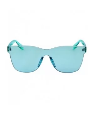 Tinted Colorful Lens Rimless Sunglasses - Transparent Square Horn Rimmed - Green - CU18GGIRRT9 $7.27 Rimless