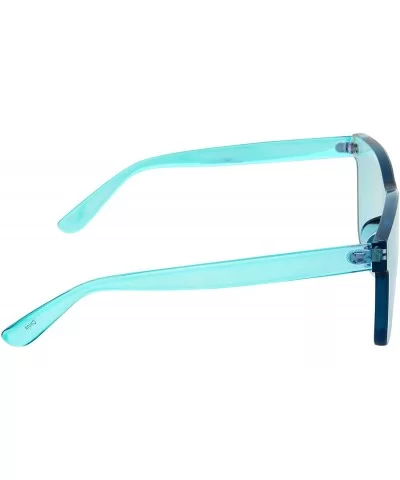 Tinted Colorful Lens Rimless Sunglasses - Transparent Square Horn Rimmed - Green - CU18GGIRRT9 $7.27 Rimless