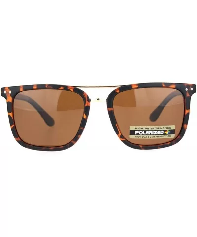 Polarized Mens Luxury Designer Rectangular Fashion Sunglasses - Tortoise Gold Brown - CF18NDNA6ZO $6.68 Rectangular