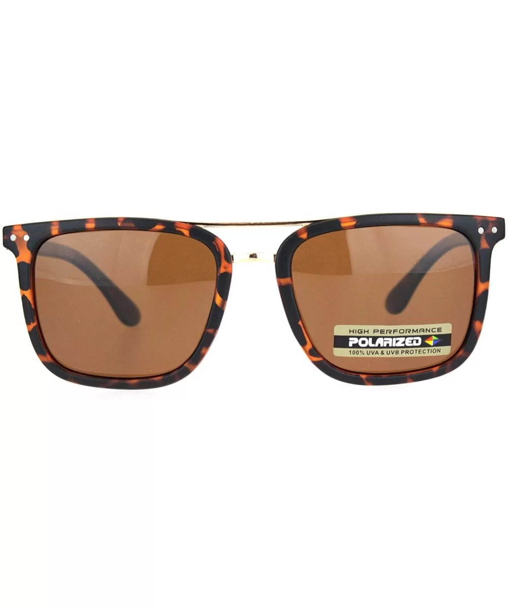 Polarized Mens Luxury Designer Rectangular Fashion Sunglasses - Tortoise Gold Brown - CF18NDNA6ZO $6.68 Rectangular