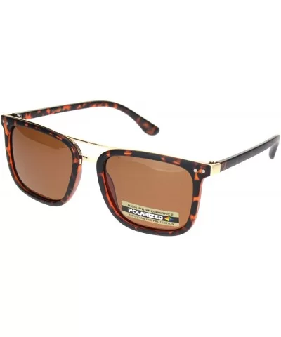 Polarized Mens Luxury Designer Rectangular Fashion Sunglasses - Tortoise Gold Brown - CF18NDNA6ZO $6.68 Rectangular