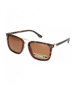 Polarized Mens Luxury Designer Rectangular Fashion Sunglasses - Tortoise Gold Brown - CF18NDNA6ZO $6.68 Rectangular