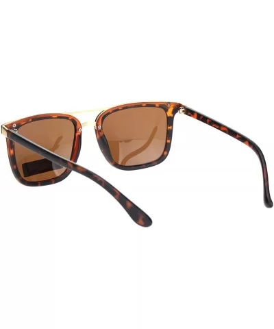 Polarized Mens Luxury Designer Rectangular Fashion Sunglasses - Tortoise Gold Brown - CF18NDNA6ZO $6.68 Rectangular