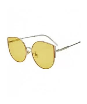 Big Cat Eye Sunglasses Women Retro Female Sun Glasses Female UV400 - Silver Yellow - CN198UGZXE9 $8.80 Cat Eye