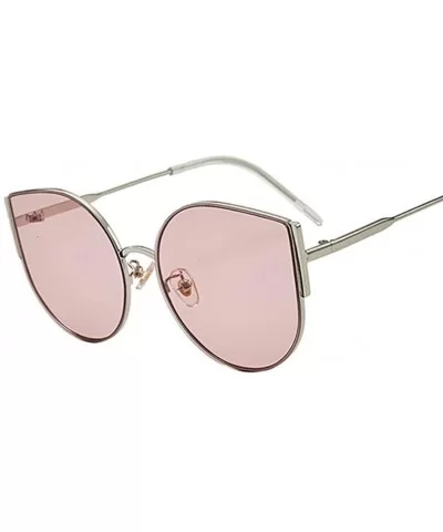 Big Cat Eye Sunglasses Women Retro Female Sun Glasses Female UV400 - Silver Yellow - CN198UGZXE9 $8.80 Cat Eye