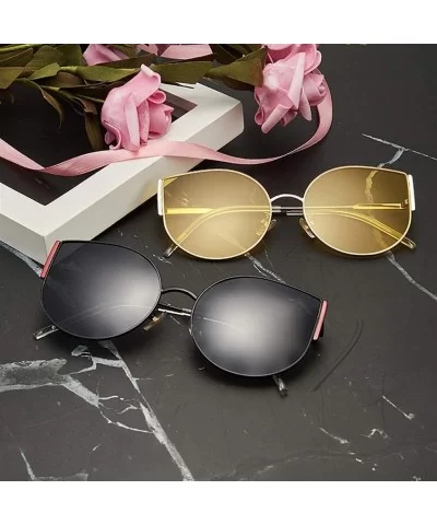 Big Cat Eye Sunglasses Women Retro Female Sun Glasses Female UV400 - Silver Yellow - CN198UGZXE9 $8.80 Cat Eye