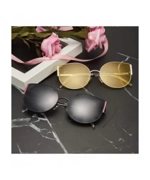 Big Cat Eye Sunglasses Women Retro Female Sun Glasses Female UV400 - Silver Yellow - CN198UGZXE9 $8.80 Cat Eye