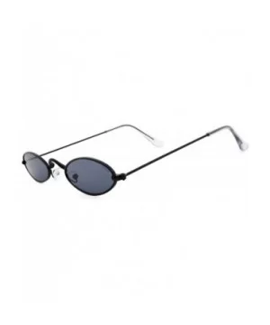 Fashion Small Oval Metal Frame Sunglasses for Men and Women UV 400 Protection - Black Frame Gray Lens - CF18RG8N2CY $8.45 Ove...