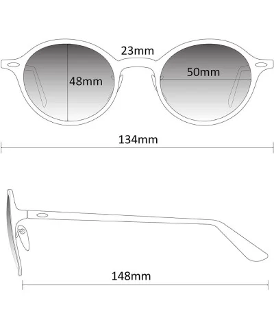 Polarized Round Retro Tinted Lens Metal Frame Sunglasses - Silver Frame/Blue Lens - C118N76TRH3 $12.31 Oval