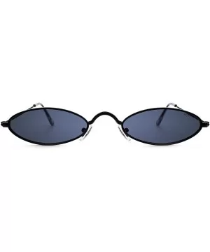 Fashion Small Oval Metal Frame Sunglasses for Men and Women UV 400 Protection - Black Frame Gray Lens - CF18RG8N2CY $8.45 Ove...