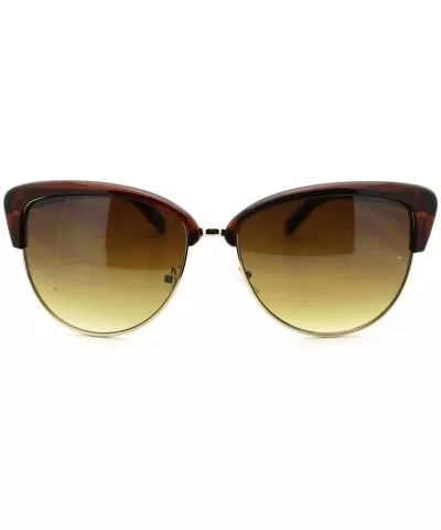 Women's Bolded Top Round Cateye Butterfly Sunglasses - Brown - CH11QSJLZBR $6.02 Oversized