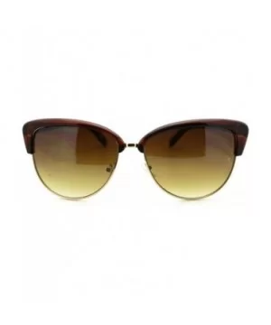 Women's Bolded Top Round Cateye Butterfly Sunglasses - Brown - CH11QSJLZBR $6.02 Oversized