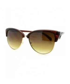 Women's Bolded Top Round Cateye Butterfly Sunglasses - Brown - CH11QSJLZBR $6.02 Oversized