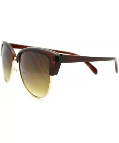 Women's Bolded Top Round Cateye Butterfly Sunglasses - Brown - CH11QSJLZBR $6.02 Oversized