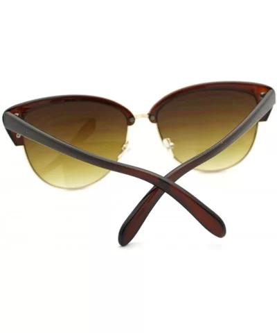 Women's Bolded Top Round Cateye Butterfly Sunglasses - Brown - CH11QSJLZBR $6.02 Oversized