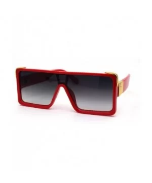 Flat Top Shield Rectangle Mobster Plastic Sunglasses - Red Smoke - CQ193GQRXQH $13.66 Shield