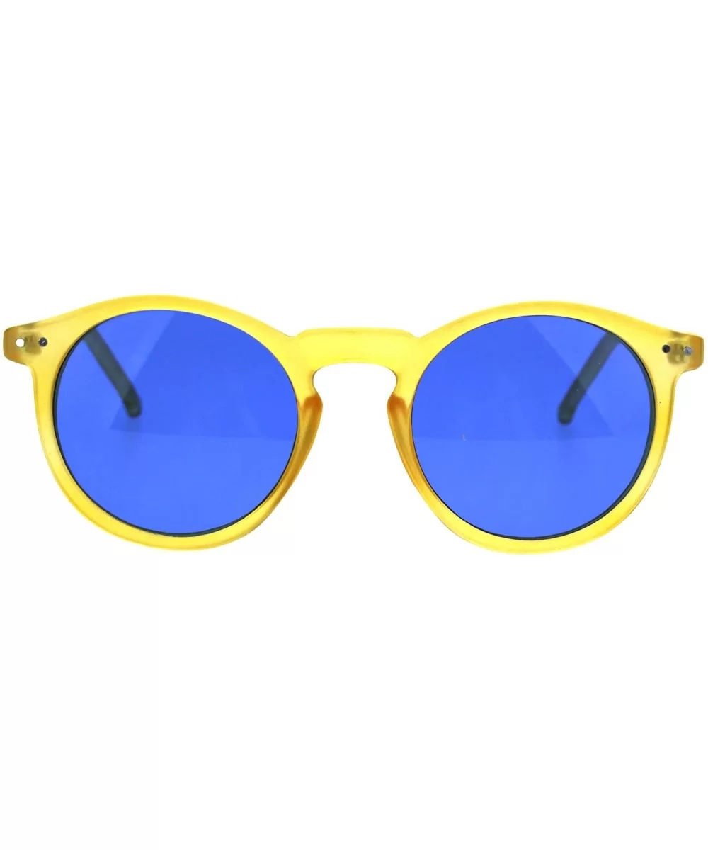 Classic Mens Vintage Keyhole Horned Rim Plastic Sunglasses - Orange Blue - CU18642CKQC $6.36 Round