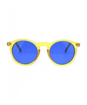 Classic Mens Vintage Keyhole Horned Rim Plastic Sunglasses - Orange Blue - CU18642CKQC $6.36 Round