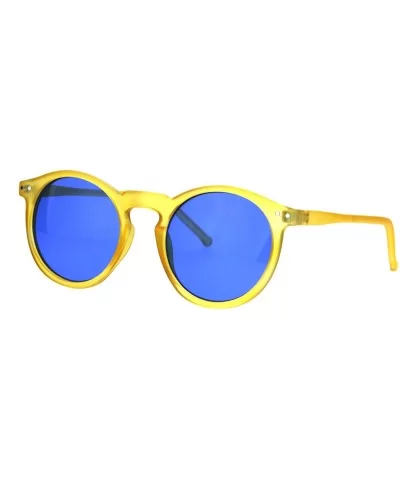 Classic Mens Vintage Keyhole Horned Rim Plastic Sunglasses - Orange Blue - CU18642CKQC $6.36 Round