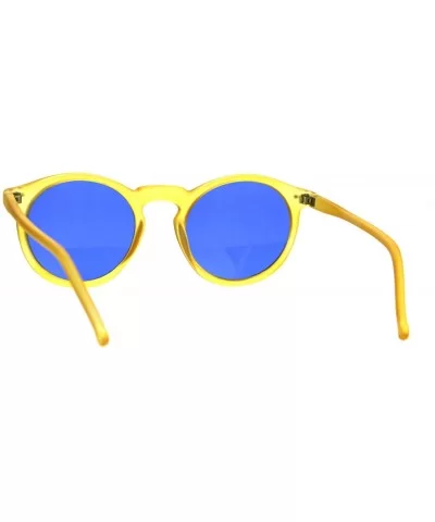 Classic Mens Vintage Keyhole Horned Rim Plastic Sunglasses - Orange Blue - CU18642CKQC $6.36 Round