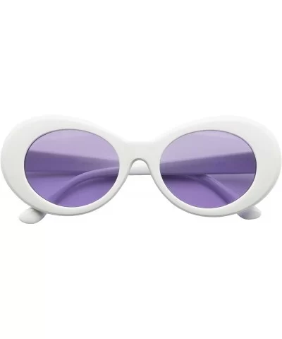 50's Vintage Oval Bold Nirvana Inspired Color Pantone Lens Sunglasses - White - Purple - C8184W74QU7 $6.23 Round