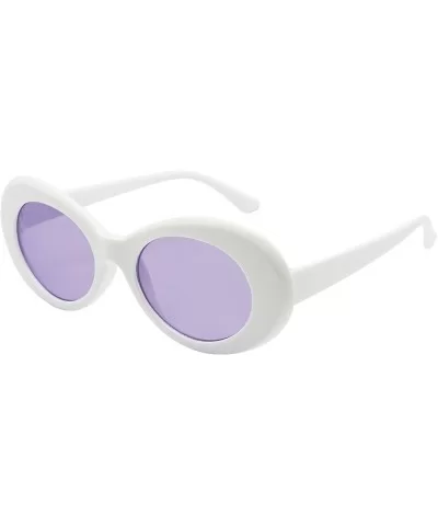 50's Vintage Oval Bold Nirvana Inspired Color Pantone Lens Sunglasses - White - Purple - C8184W74QU7 $6.23 Round