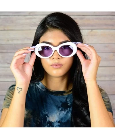 50's Vintage Oval Bold Nirvana Inspired Color Pantone Lens Sunglasses - White - Purple - C8184W74QU7 $6.23 Round