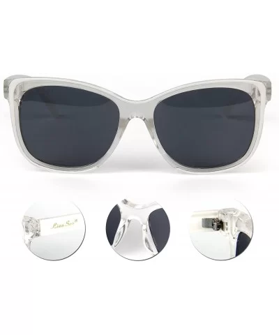 designer vintage retro Oversized polarized women's cat eye sunglasses Lsp6201 - White - CB120YRCRPL $27.46 Cat Eye