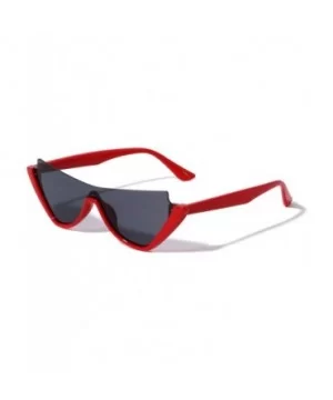 Semi Rimless Diagonal Top Sharp One Piece Shield Lens Cat Eye Sunglasses - Red - CY1993AQZNS $10.73 Cat Eye